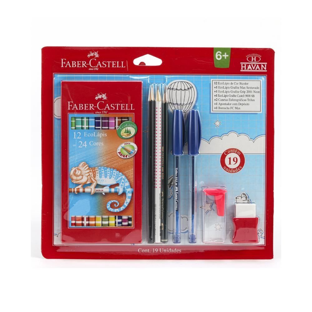 Kit Escolar Prático Faber Castell - 19 Unidades