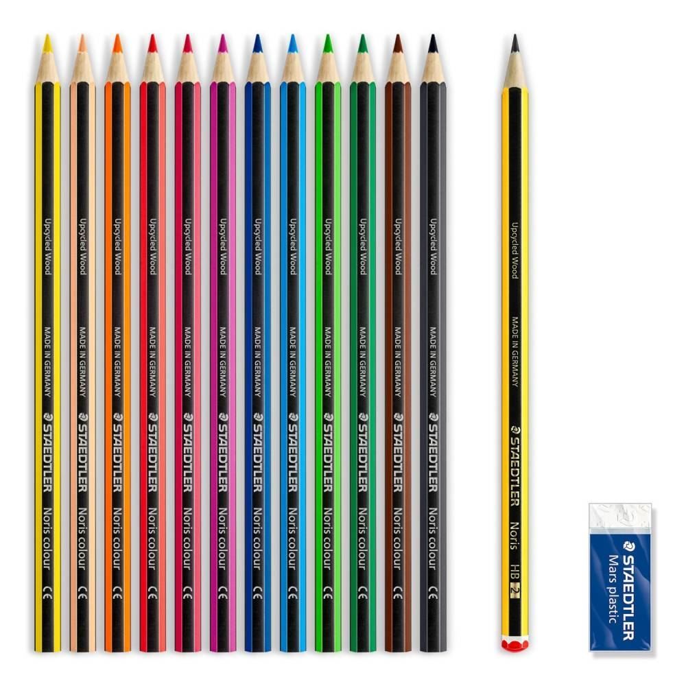 Kit Lápis De Cor Staedtler Noris Com Lápis Preto E Borracha - Kit Escolar