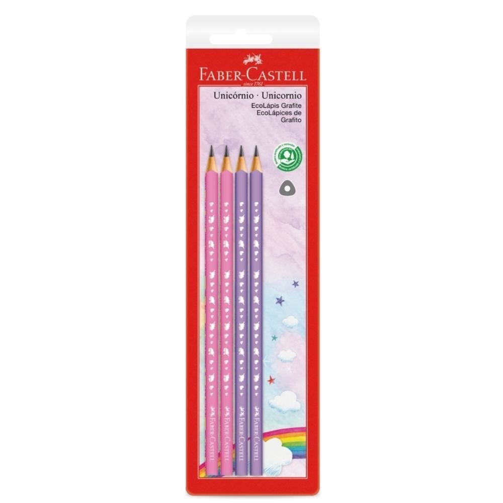 Kit Lápis Grafite Unicórnio Faber Castell - 4 Unidades