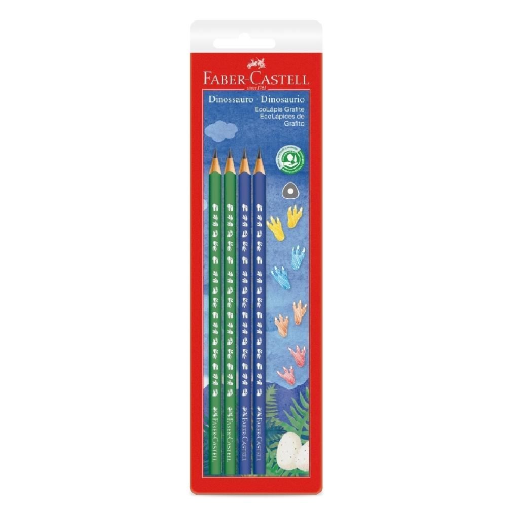 Kit Lápis Preto Dinossauro Faber Castell - 4 Unidades