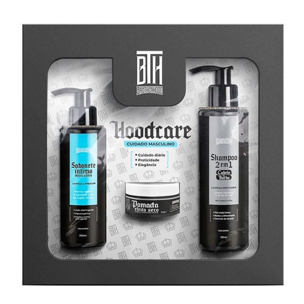 Kit Masculino Shampoo + Sabonete Íntimo + Pomada Modeladora - Brotherhood