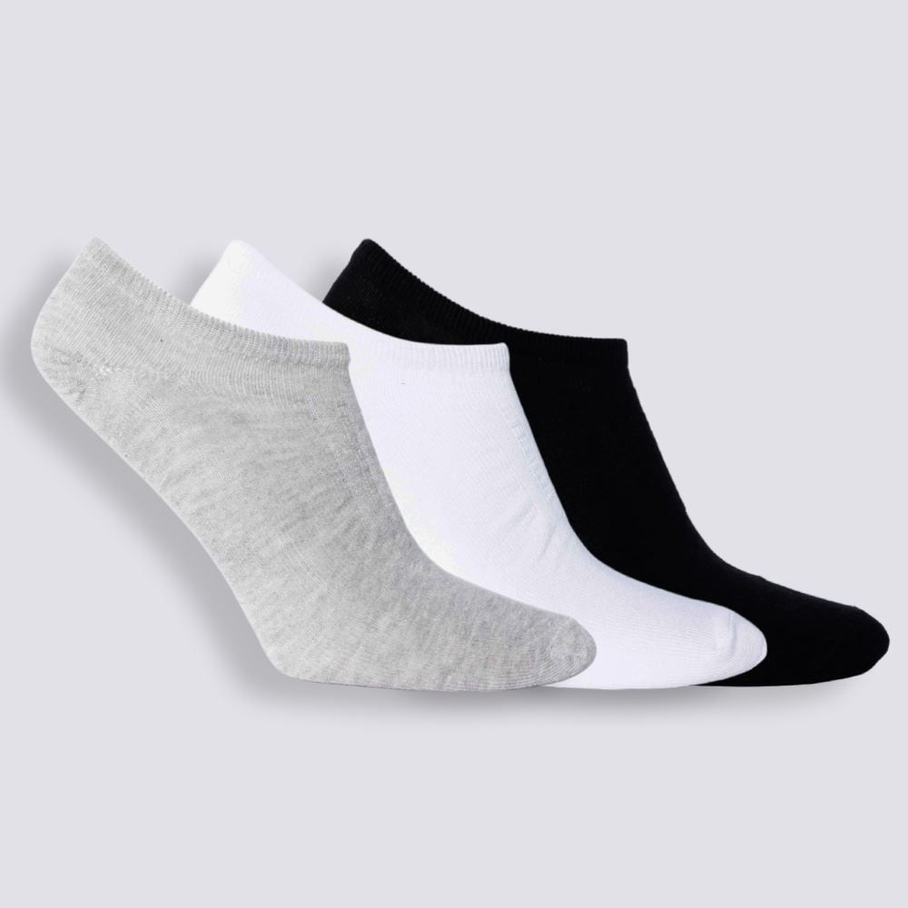 Kit Meia Masculina Com 3 Pares Cano Invisível Risk - Pto/Bco/Cza 39/43