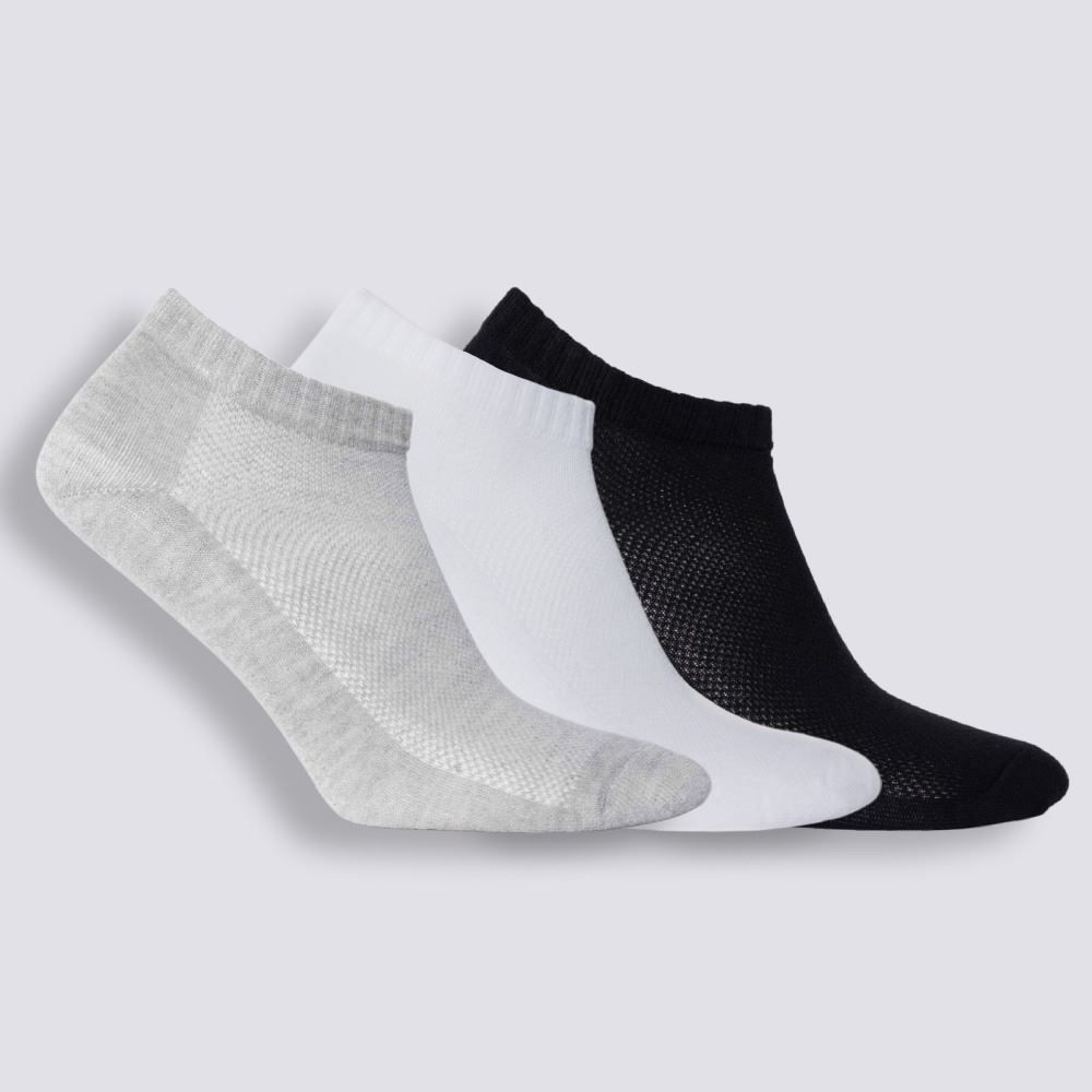 Kit Meia Masculina Com 3 Pares Cano Curto Telada Risk - PTO/BCO/CZA