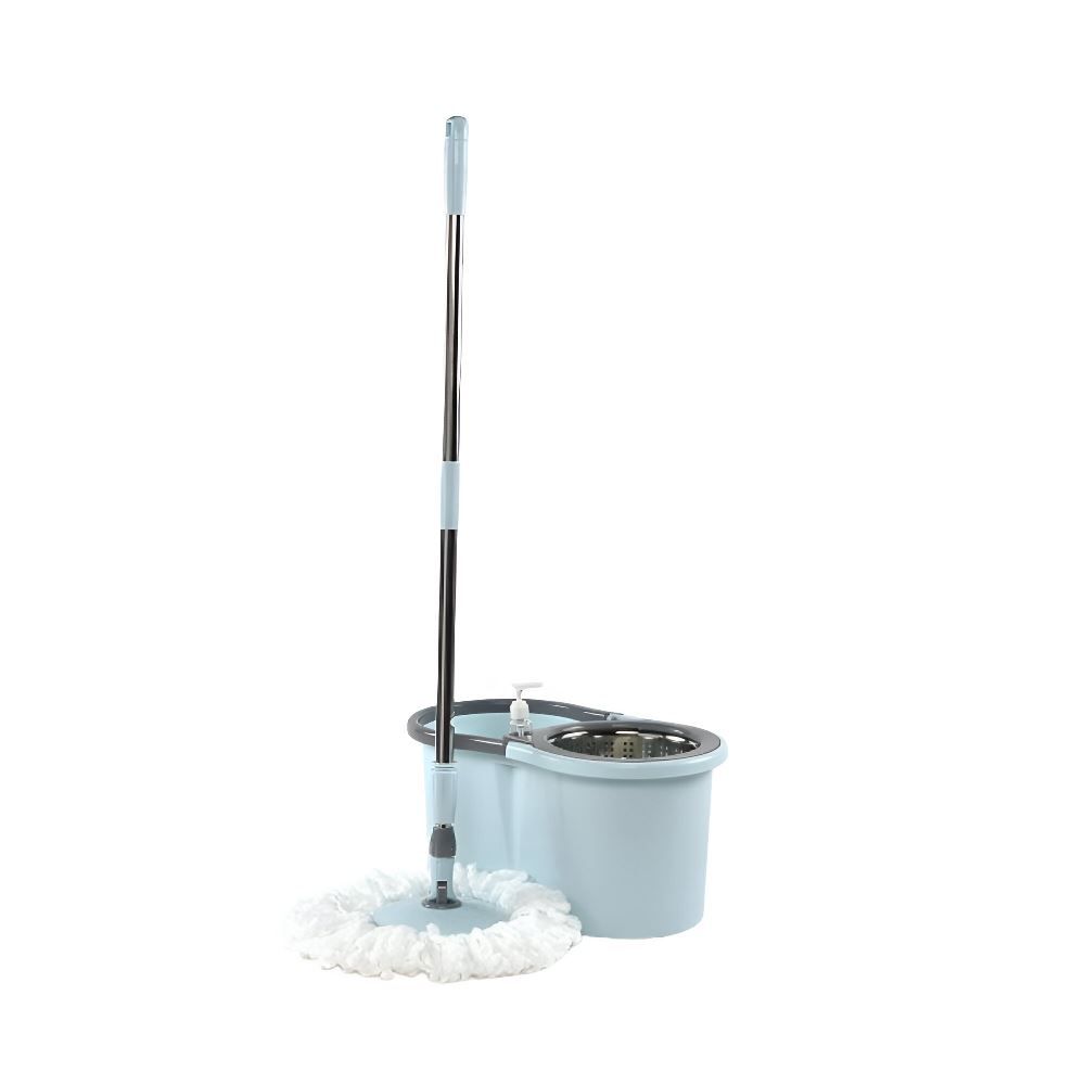 Kit Mop Com Centrífuga Inox E Dispenser Havan Casa 3 Peças - Azul e Cinza