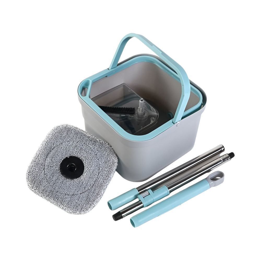 Kit Mop Com Centrífuga Quadrado Havan Casa 3 Peças - Cinza e Azul