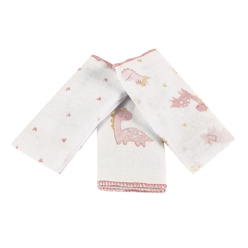 Kit Pano De Boca Prime Havan Baby - Dino Rosa 