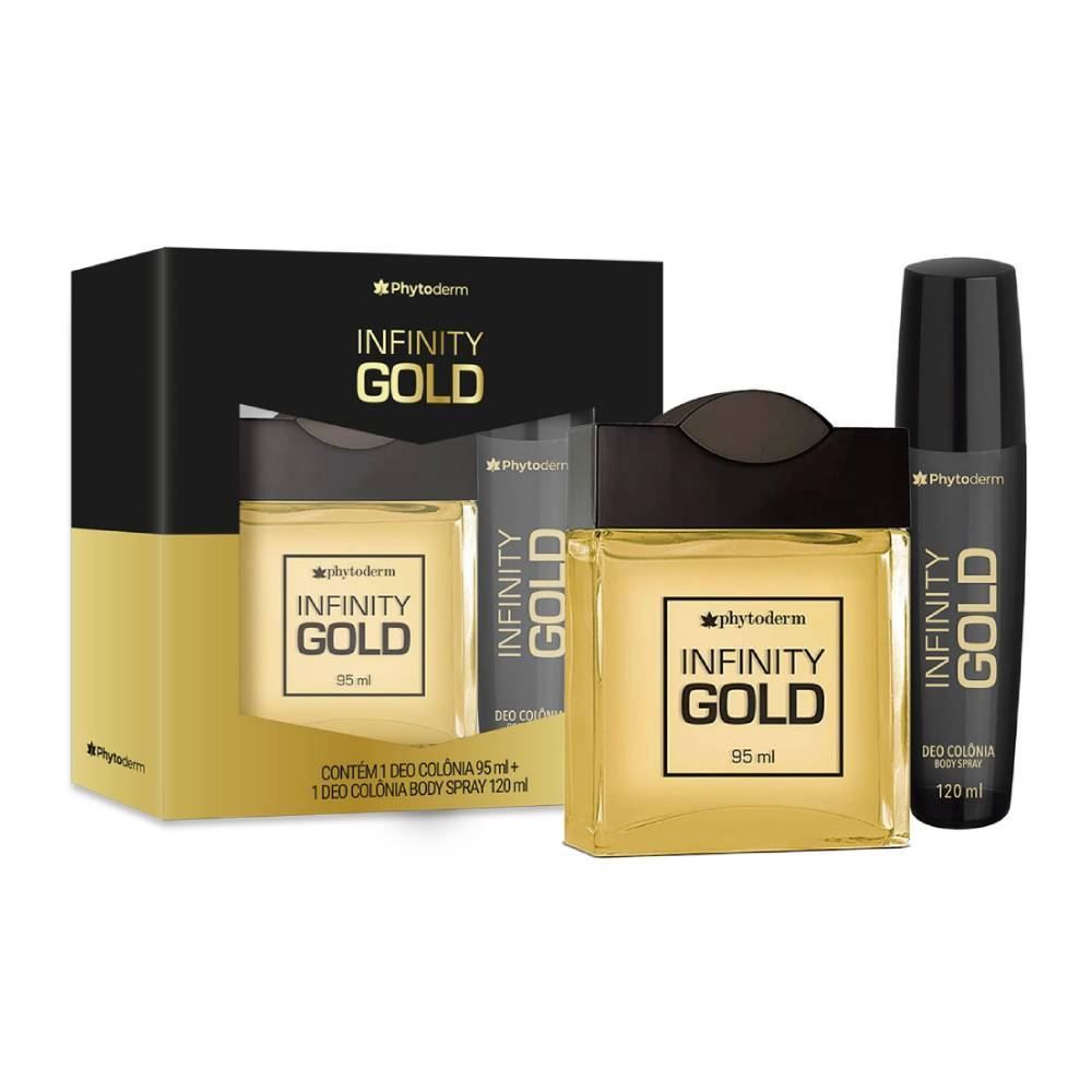 Kit Perfume Masculino Infinity Gold 95Ml + Body Spray 120Ml - Phytoderm