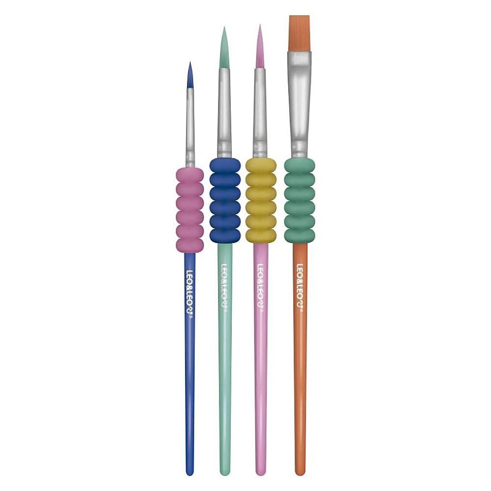 Kit Pincel Ergonômico com Borracha Leo&Leo - 4 Unidades