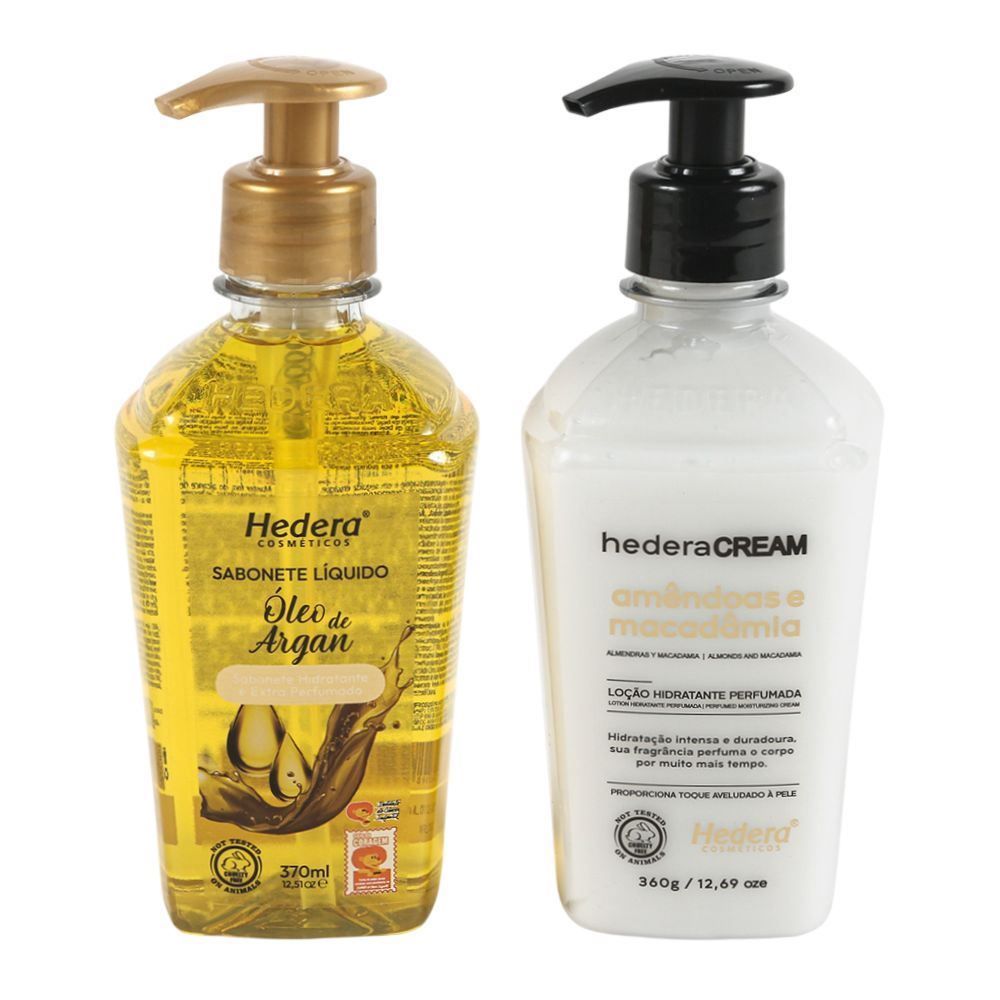 Kit Sabonete Líquido E Loção Hidratante Hedera - Óleo Argan e Amêndoas