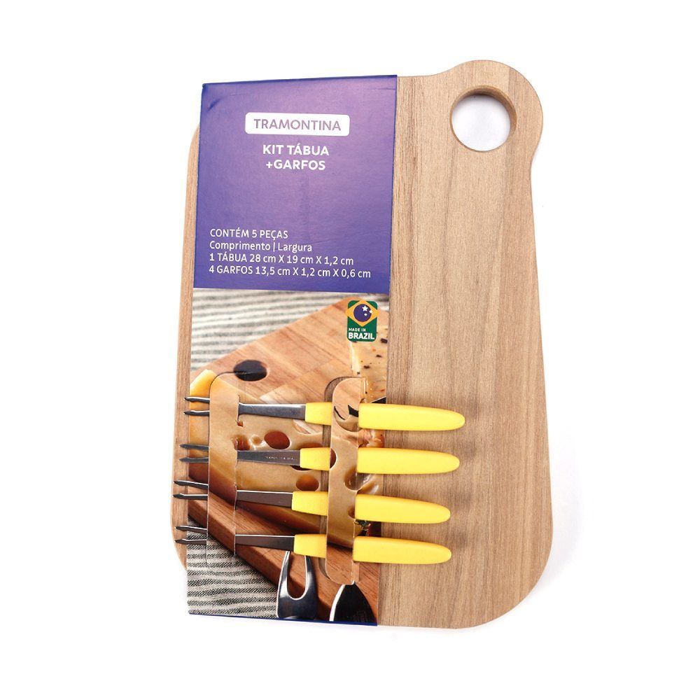 Jogo De Tábua Com Garfos Petisco Tramontina 5 Peças - Sortido