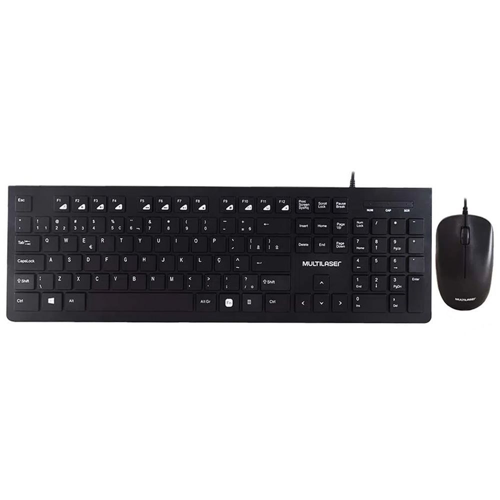 Kit Teclado E Mouse Com Fio Multilaser Tc240 - Preto