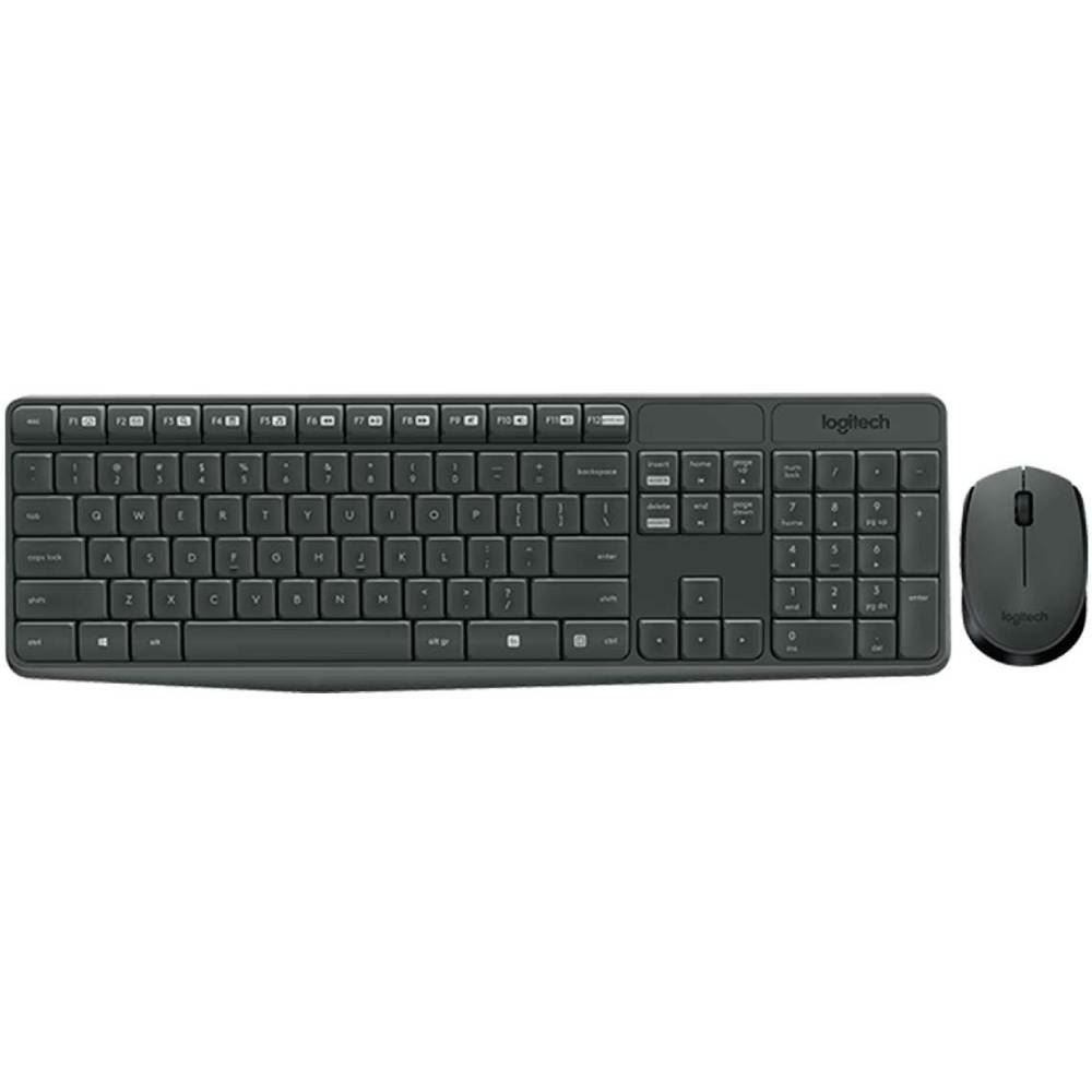 Kit Teclado E Mouse Logitech Sem Fio Mk235 - Preto