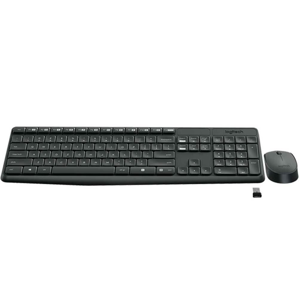 Kit Teclado E Mouse Logitech Sem Fio Mk235 - Preto