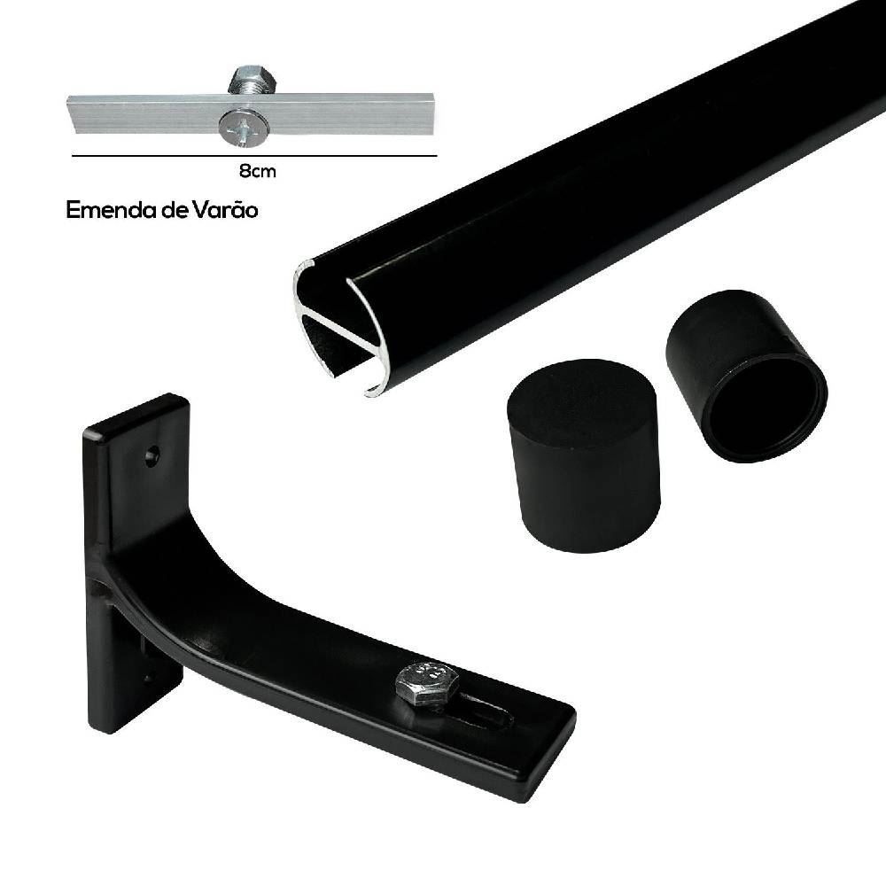 Kit Trilho Deslizante Inove 3,00 m Havan Casa - Preto Fosco