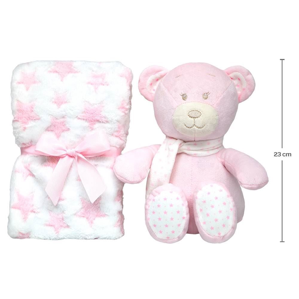 Kit Ursinho Com Mantinha Soninho Buba - ROSA