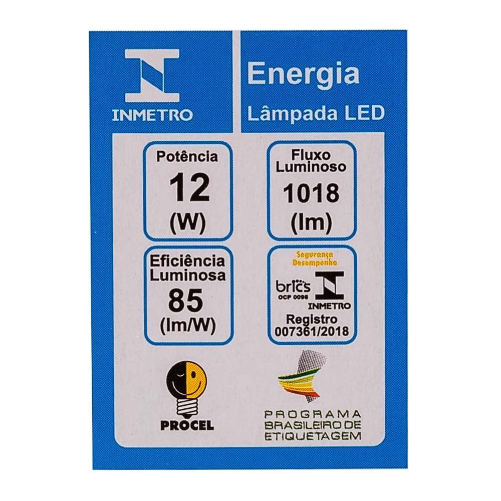 Lâmpada LED 12W 3000K Luz Quente TKL80 Taschibra - Bivolt