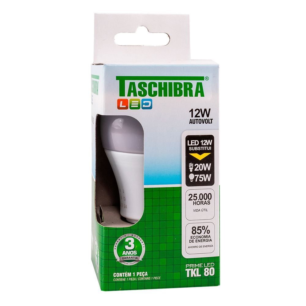 Lâmpada LED 12W 6500K Luz Fria TKL80 Taschibra - Bivolt