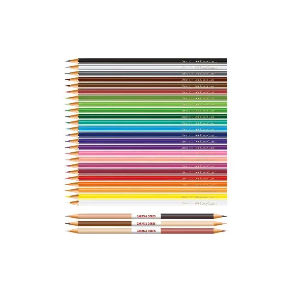 Lápis De Cor Ecolápis 24 Cores + 3 Lápis Caras E Cores Faber Castell - 27 Unidades