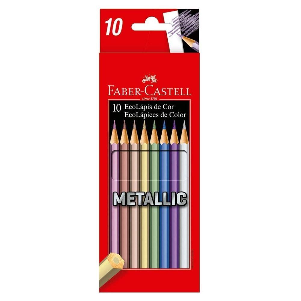 Lápis De Cor Ecolápis Metallic 10 Cores Faber Castell - 10 Unidades