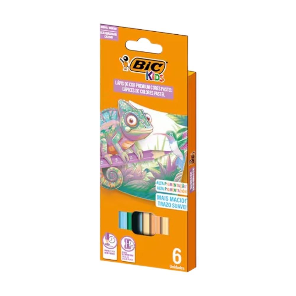 Lápis de Cor Premium Kids Cores Pastel 6 Cores Bic - 524157
