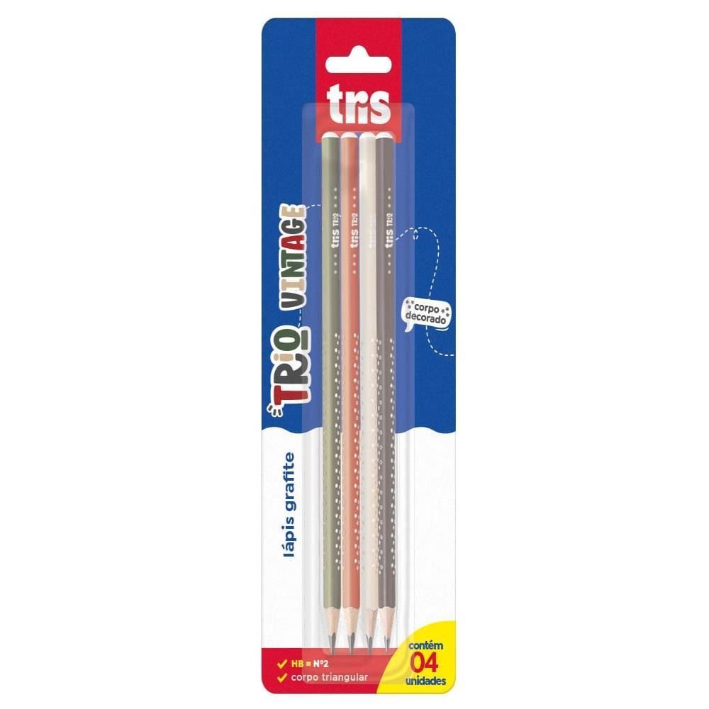 Lápis Preto Vintage Com 4 Unidades Tris - 906571