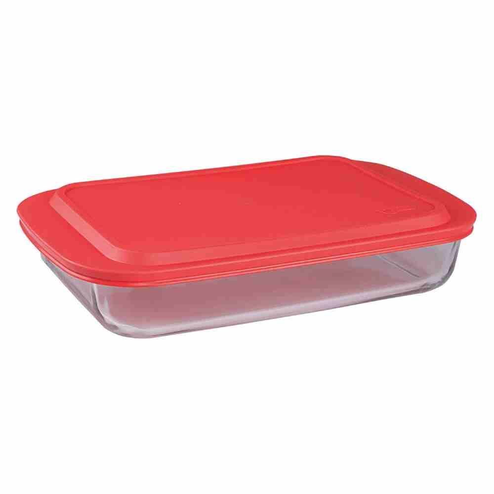 Lasanheira De Vidro Com Tampa 5 Litros Marinex - Transparente