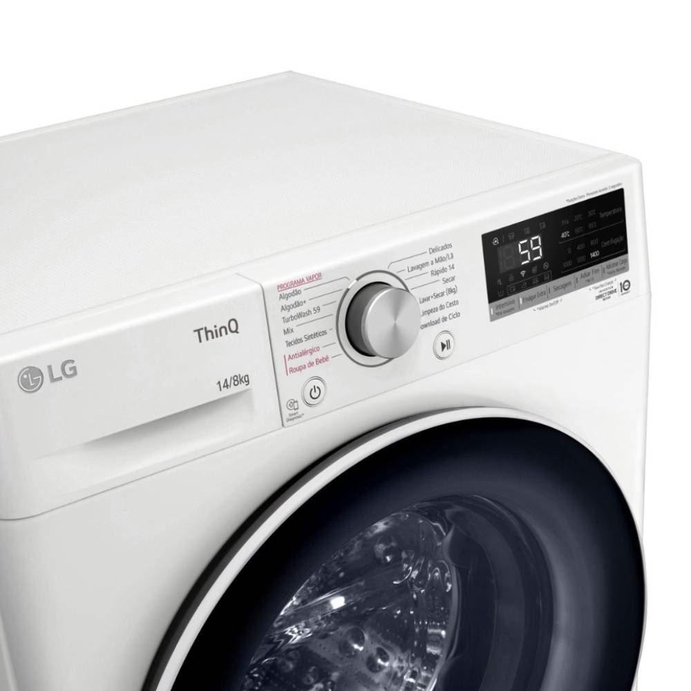 Lava e Seca LG 14kg Smart Branca com Inteligência Artificial VC4