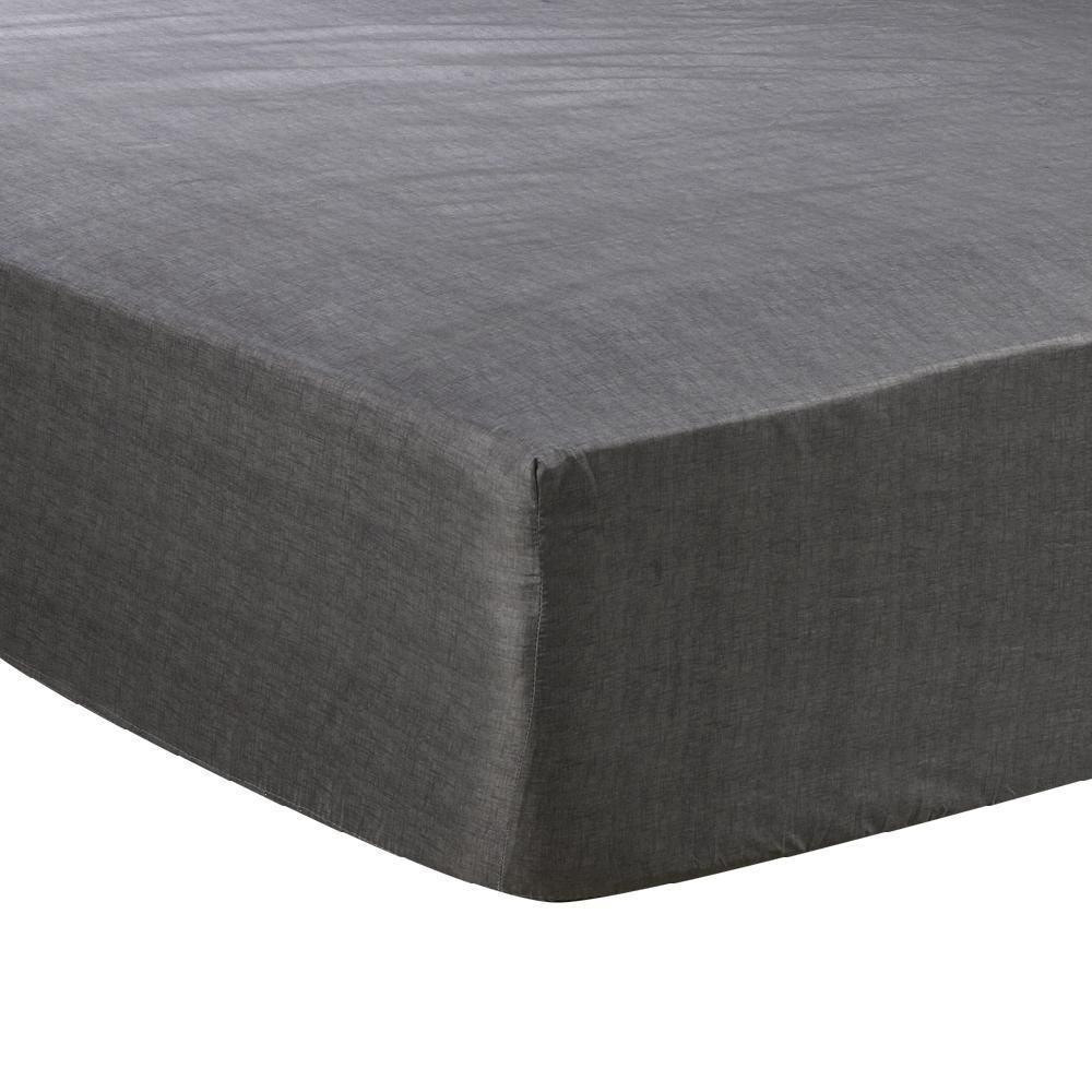 Lençol Avulso Solteiro Com Elástico Microfibra Havan Casa 1 Peça - Artista Textura Cinza