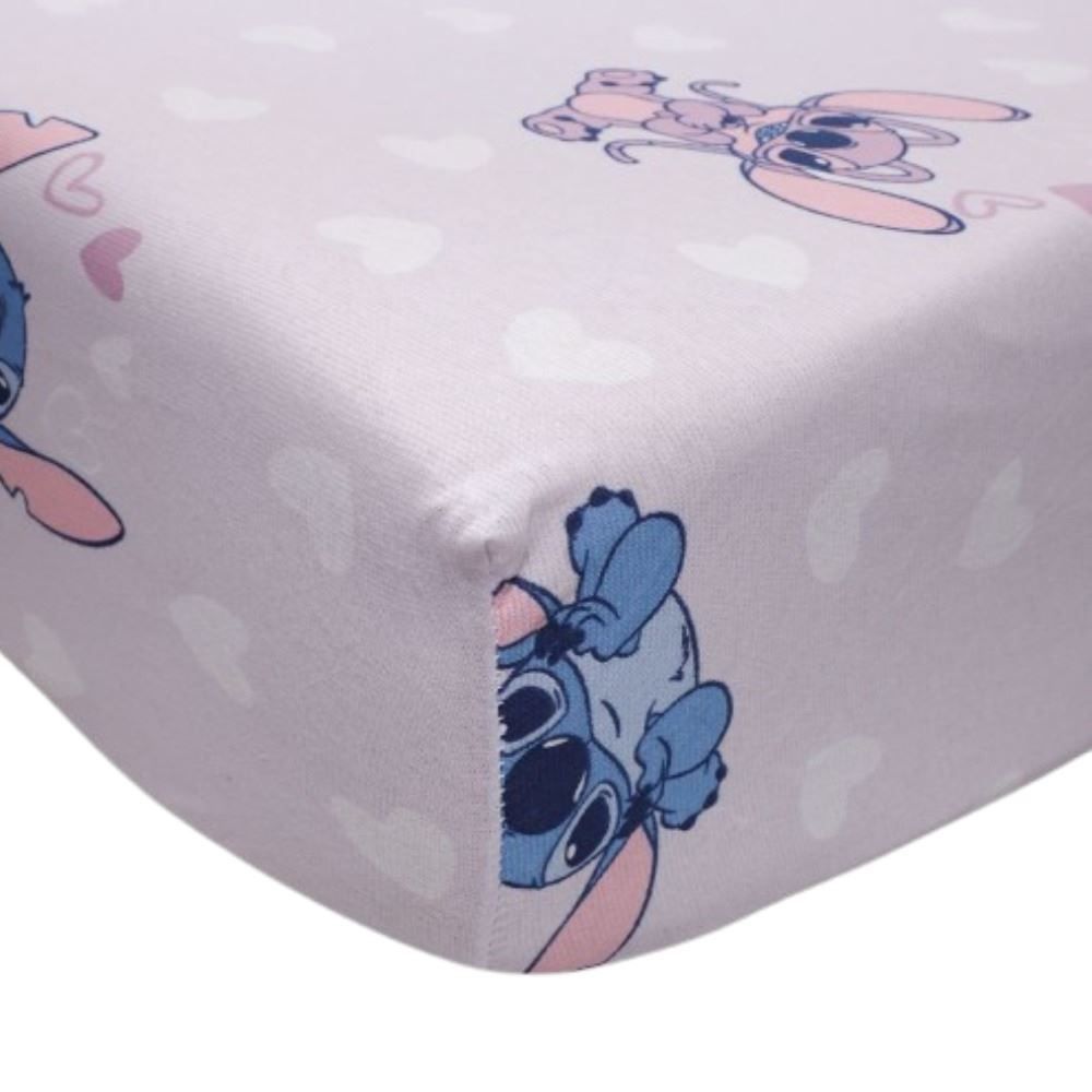 Lençol Casal Estampado Infantil Portallar - Stitch E Angel Coração