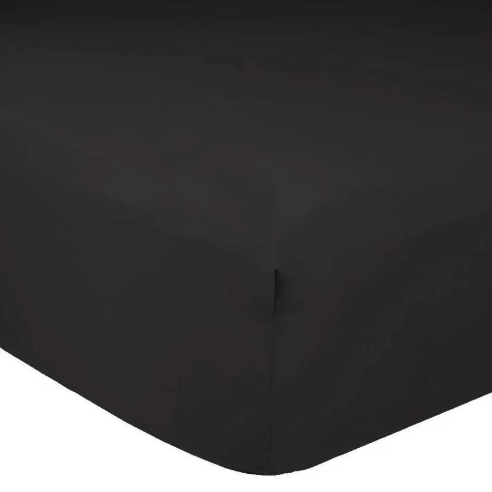 Lençol Queen Percal 100% Algodão Buona Fortuna  - Preto Liso