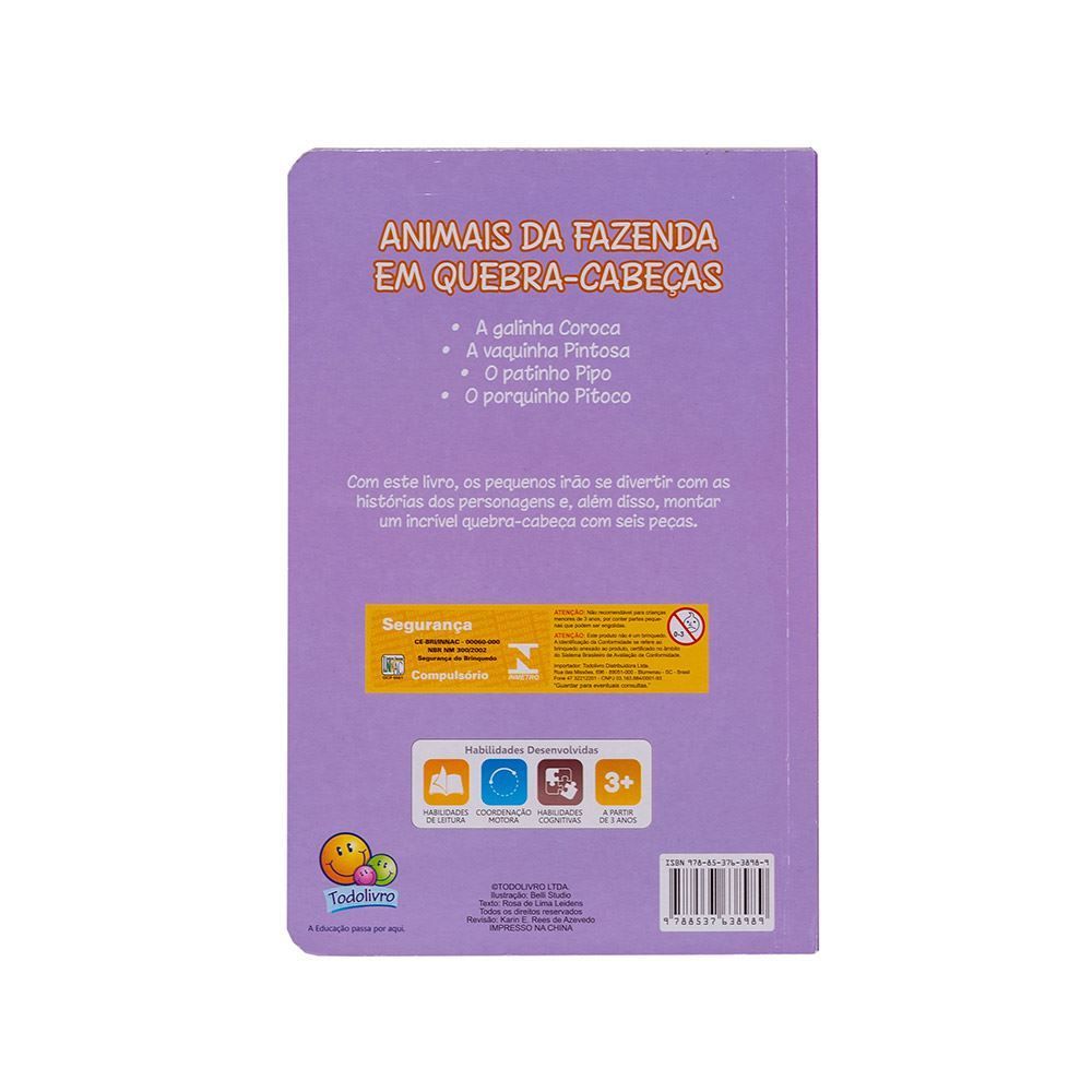 Livro Animais Da Fazenda A Vaquinha Pintosa - Quebra - Cabeça