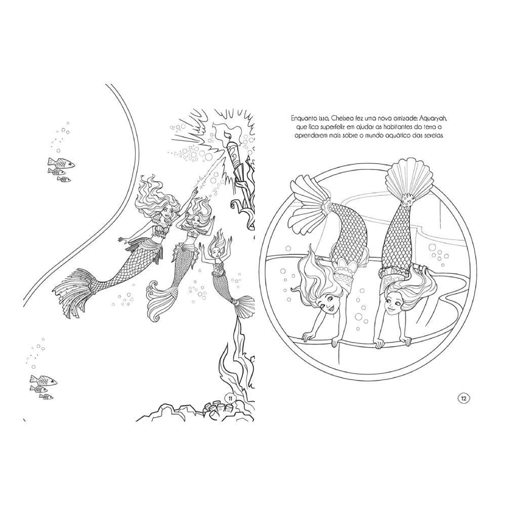 Livro Aquarela Barbie No Mundo das Sereias - Para colorir