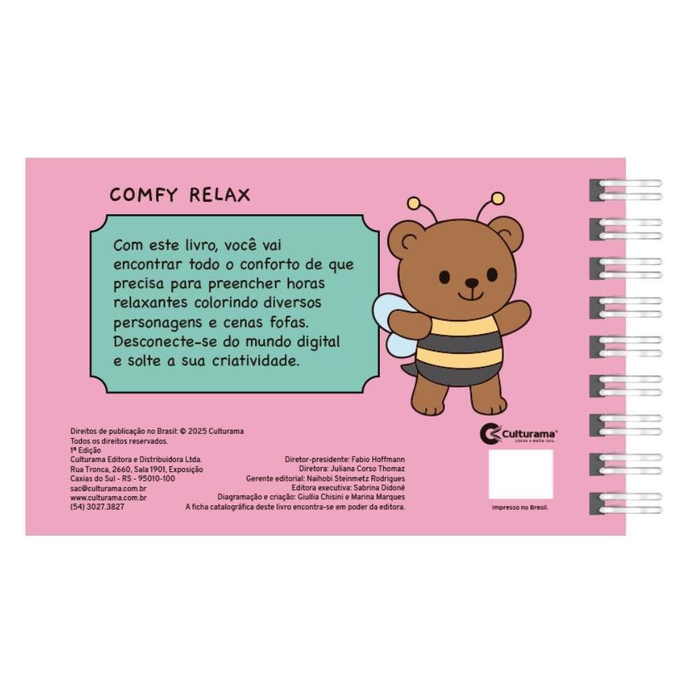 Livro De Colorir Comfy Relax Rosa Culturama - Para Relaxar
