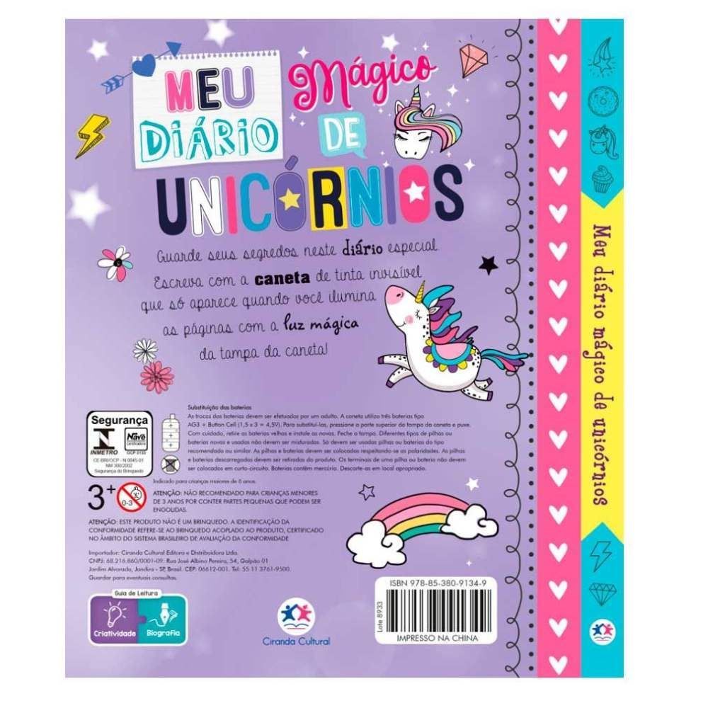 Livro Meu Diário Mágico de Unicórnios Ciranda Cultural - 9788538091349