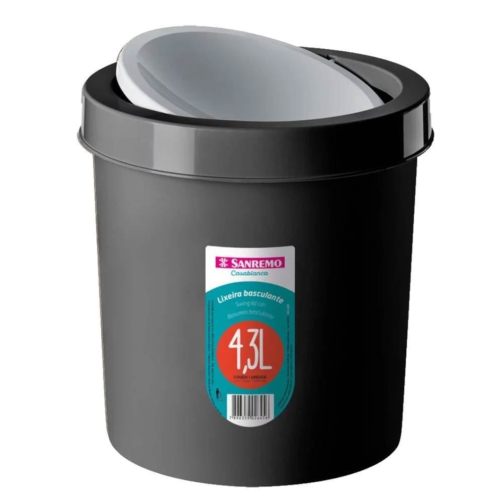 Lixeira Basculante 4,3 Litros Sanremo - Preto