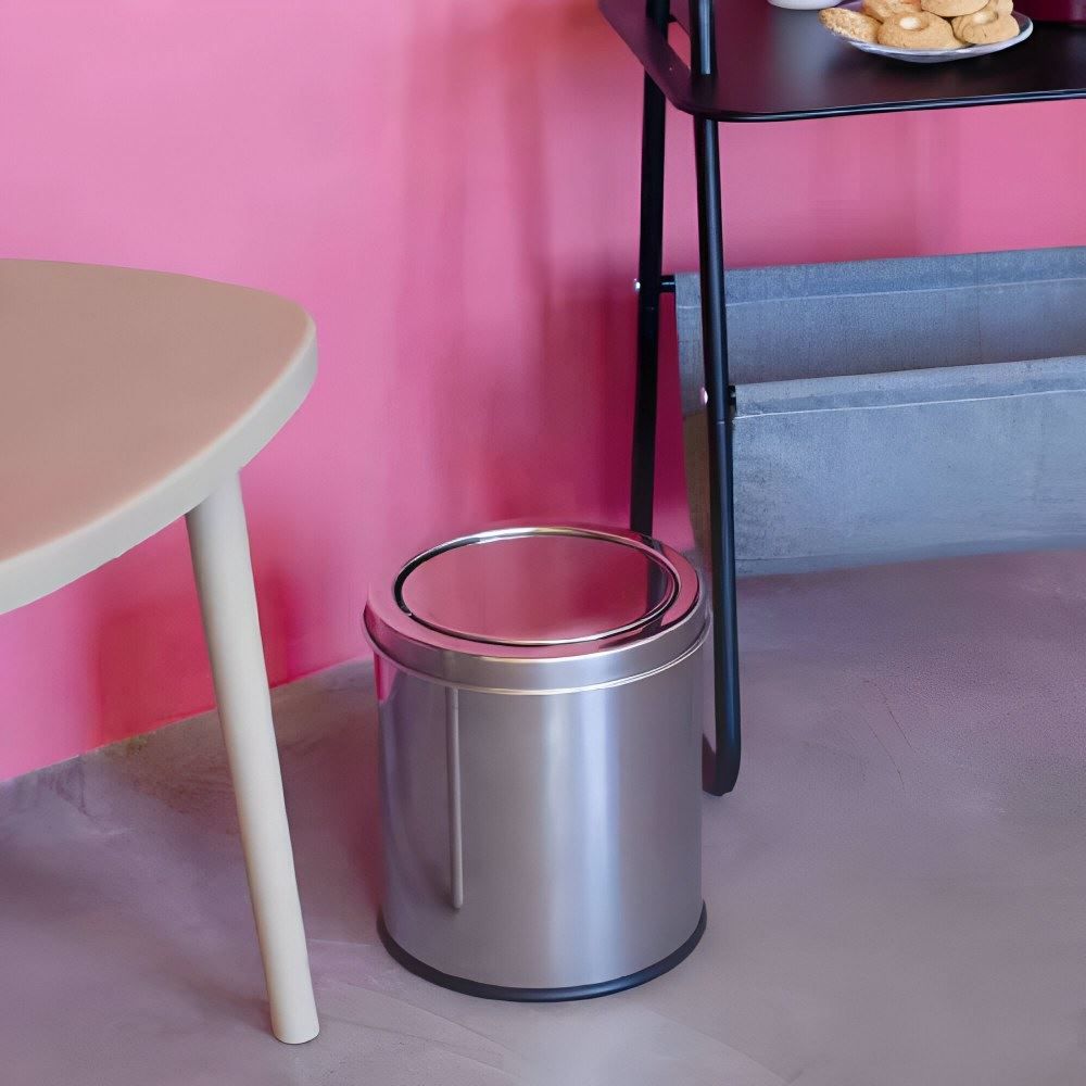 Lixeira Basculante Redonda Inox Mor - 5 Litros
