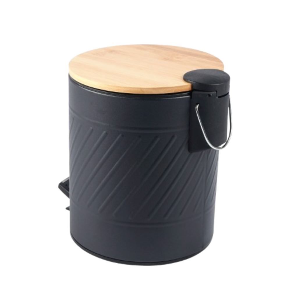 Lixeira Com Pedal E Tampa De Bambu 3 Litros - Kaybee
