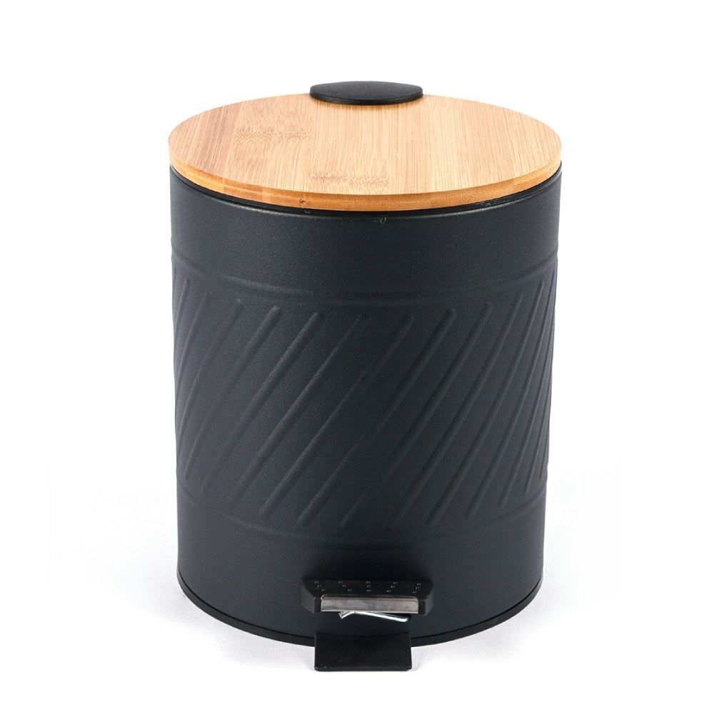 Lixeira Com Pedal E Tampa De Bambu 3 Litros - Kaybee