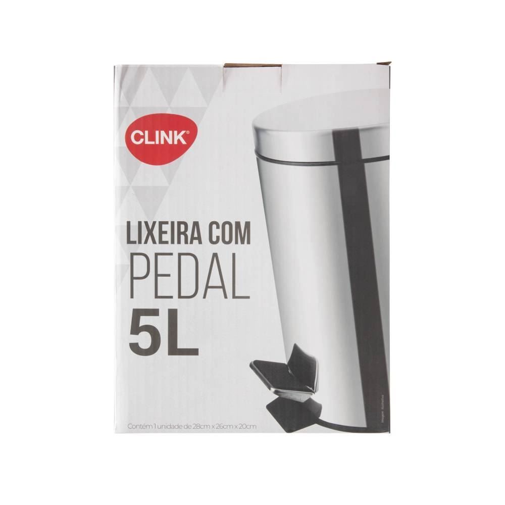 Lixeira Com Pedal Inox Clink 5 Litros - Inox