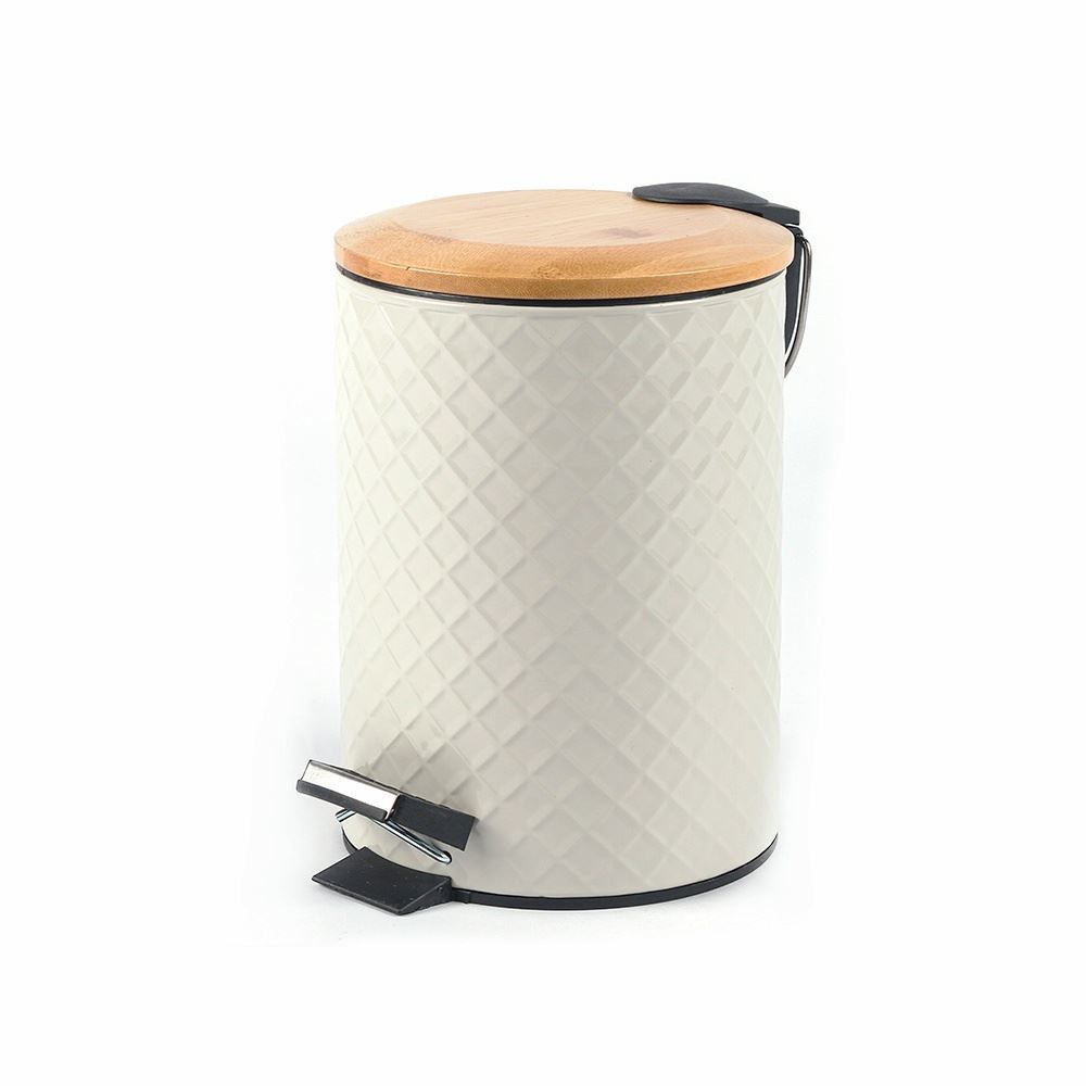 Lixeira Com Tampa De Bambu Havan Casa 3 Litros - Taupe