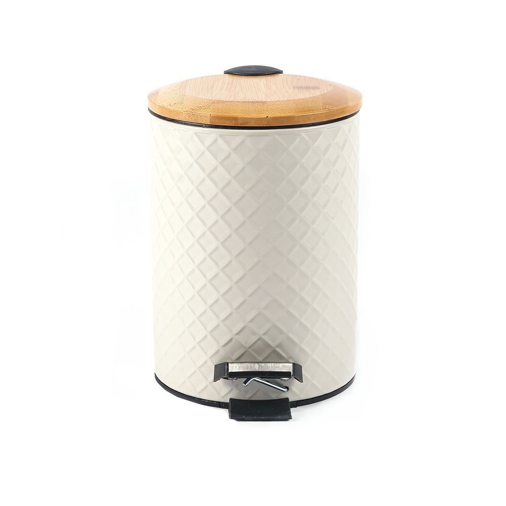 Lixeira Com Tampa De Bambu Havan Casa 3 Litros - Taupe