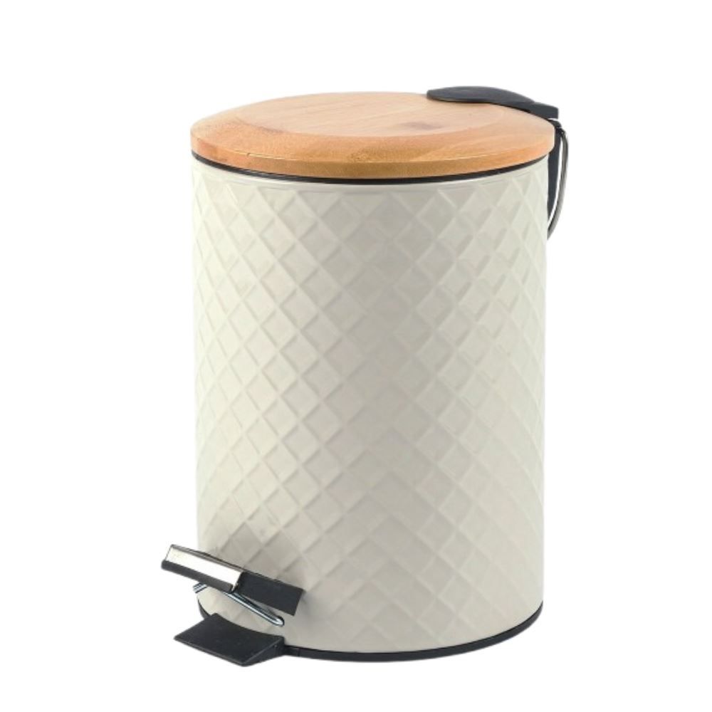 Lixeira Com Tampa De Bambu Havan Casa 5 Litros - Taupe