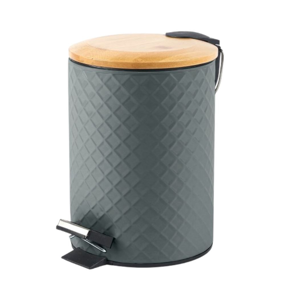 Lixeira Com Tampa De Bambu Havan Casa 5 Litros - Grafite