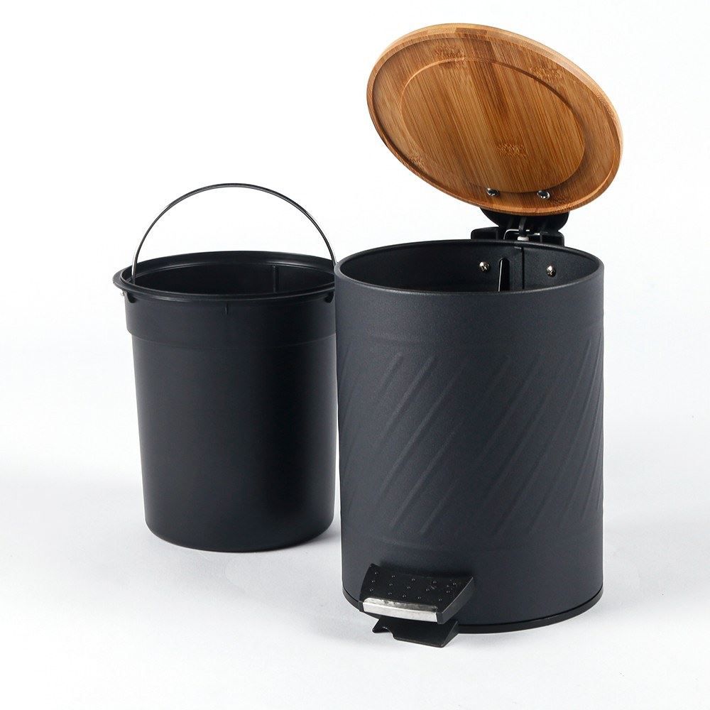 Lixeira Com Tampa De Bambu Kaybee - 5 Litros