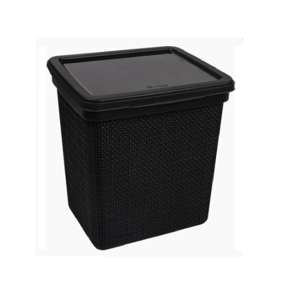 Lixeira De Pia Com Tampa Juta Jaguar 3,7 Litros - Preto