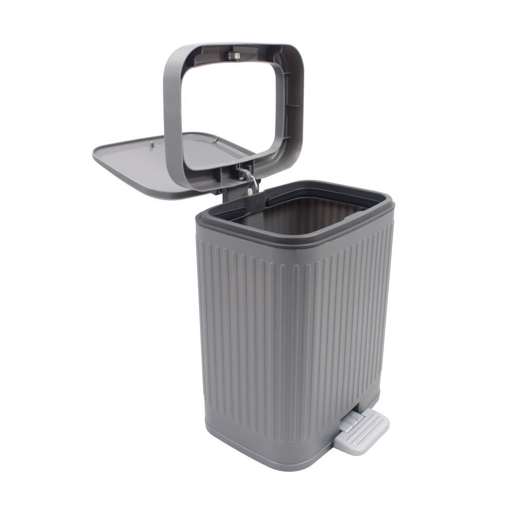 Lixeira Quadrada Plástica com Pedal Havan Casa 8 Litros - Cinza