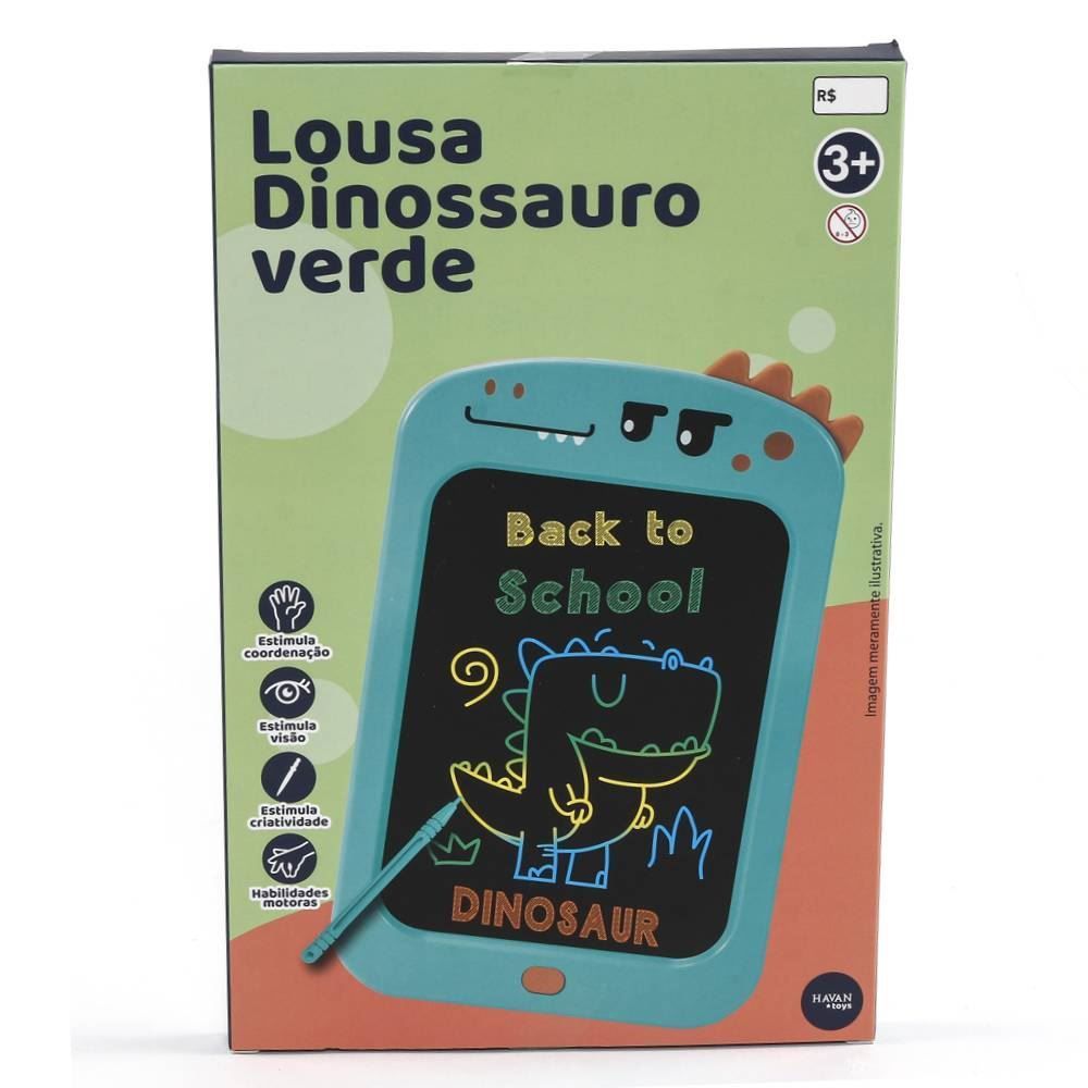 Lousa Didática Dinossauro Verde Havan Toys - HBR0671