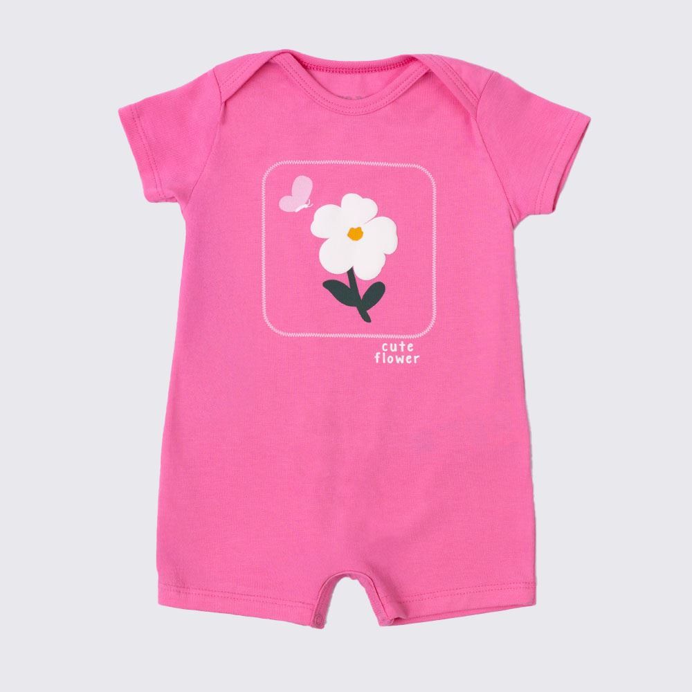 Macaquinho Bebê Menina Manga Curta Flor Yoyo Baby