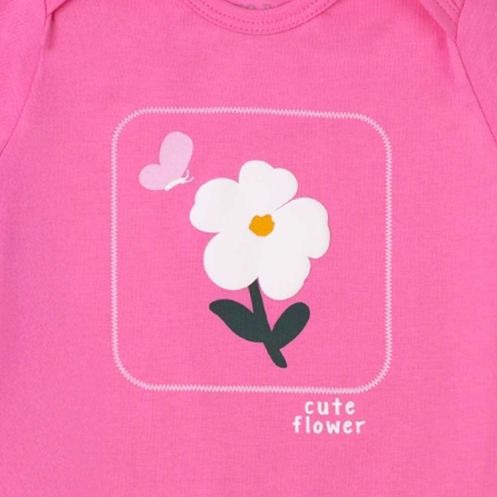 Macaquinho Bebê Menina Manga Curta Flor Yoyo Baby