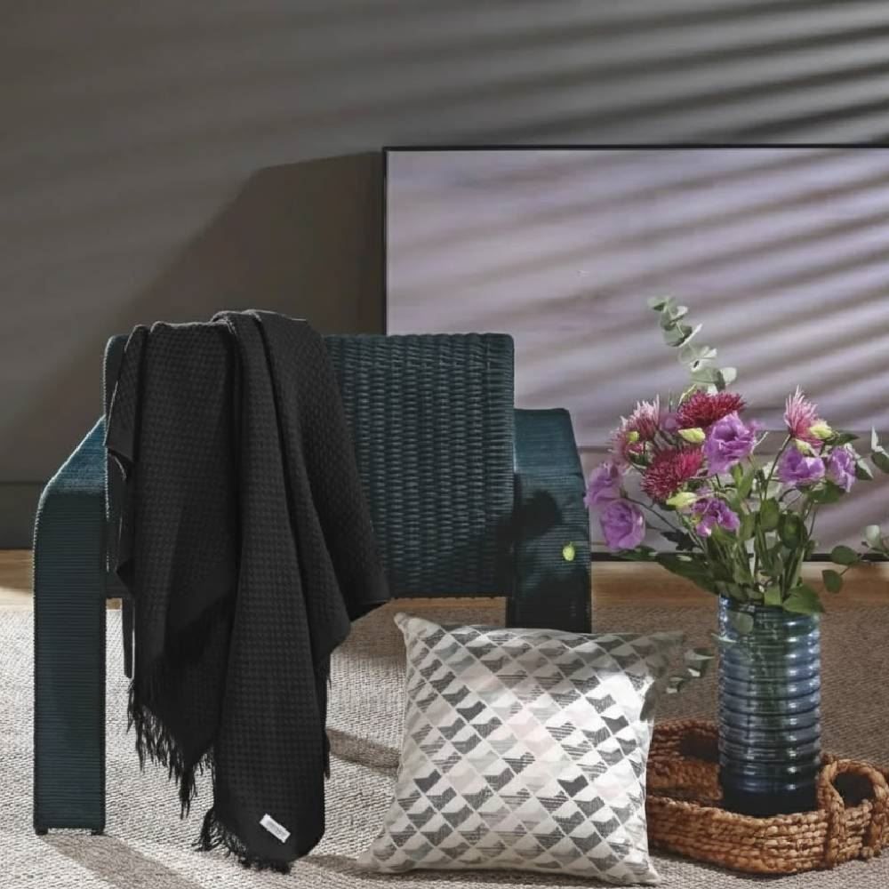 Manta para Sofá Decorativa 1,20X1,45 m Búzios Havan Casa - Preto